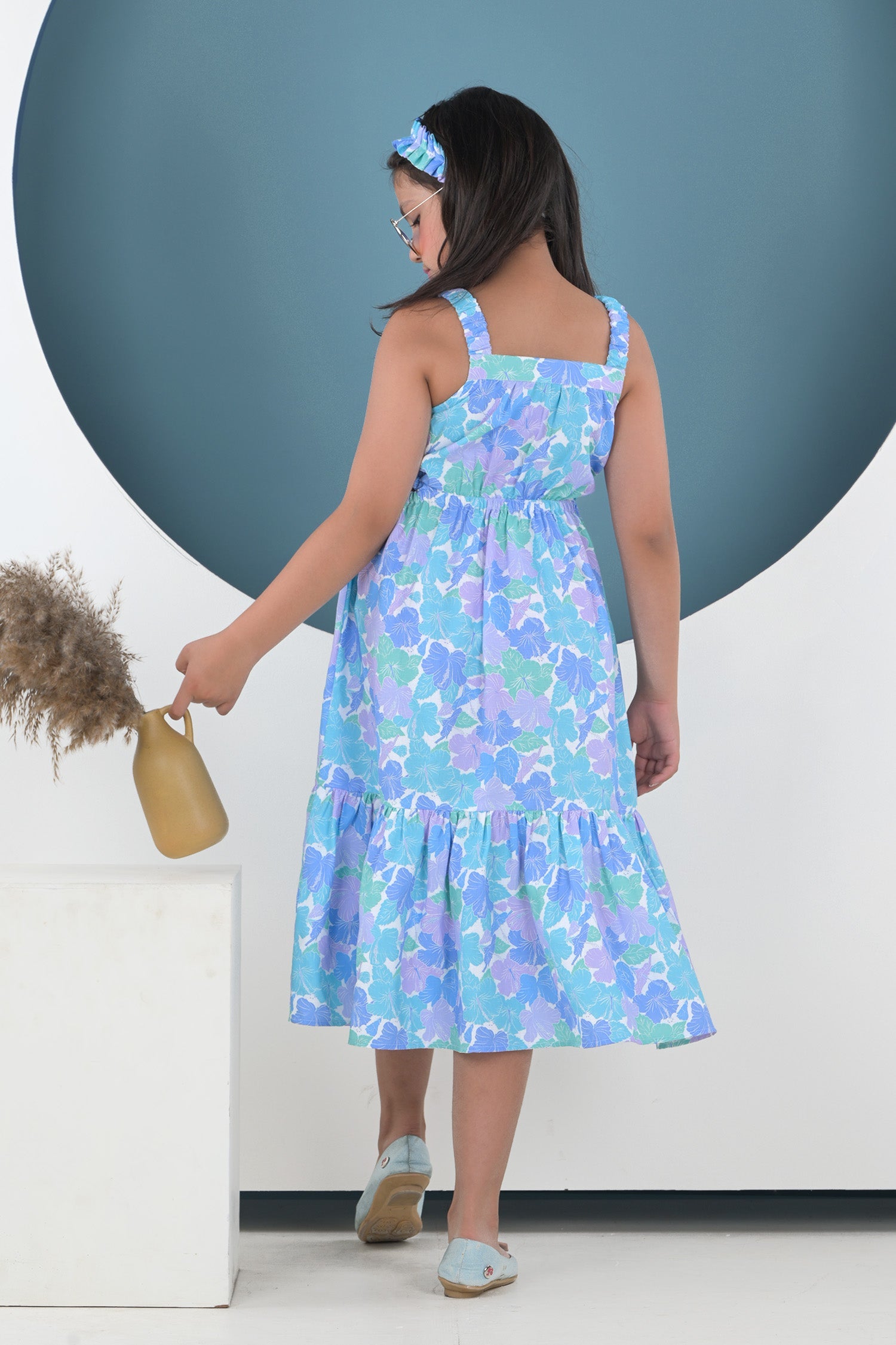 Aqua Floral Maxi Dress