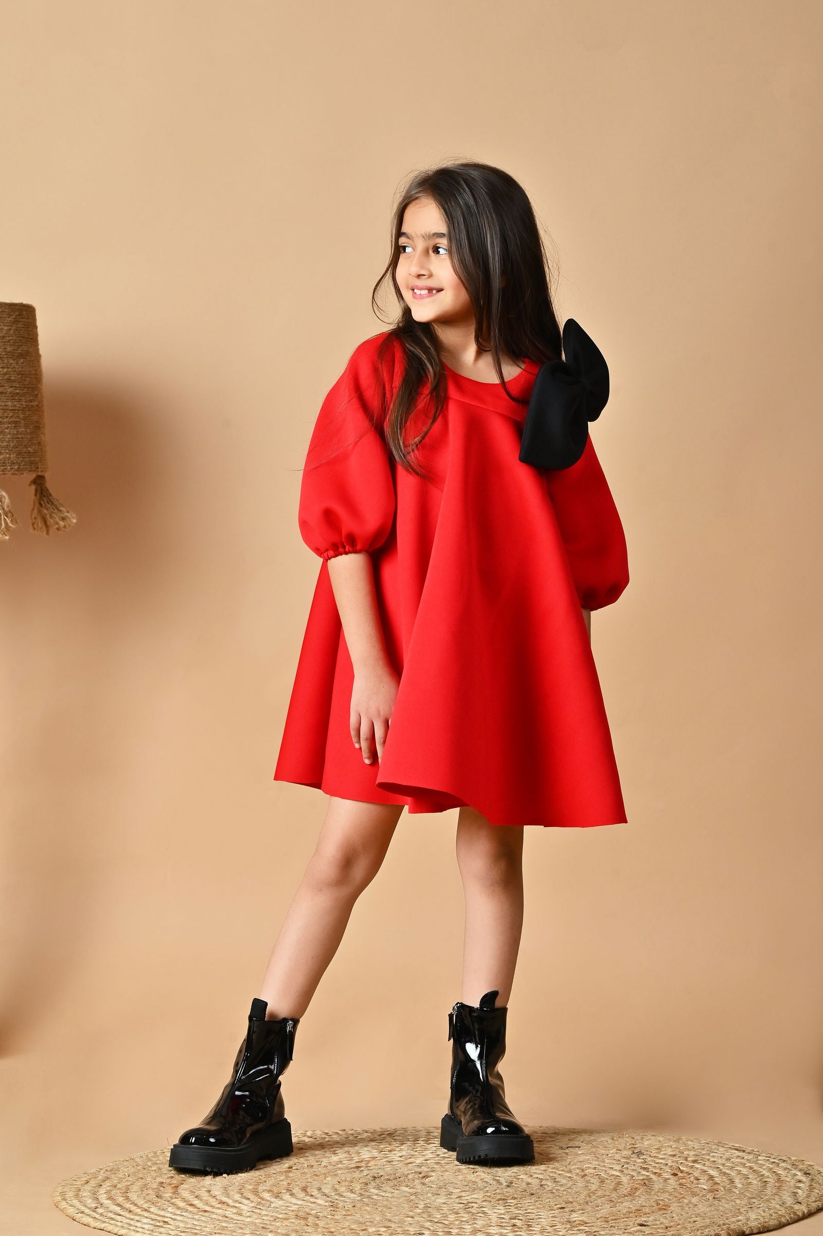Cherry Puffy Bow Frock-Birthday Dress for Girls - Red - Foreverkidz ForeverKidz Cherry Puffy Bow Frock-Birthday Dress for Girls - Red - Foreverkidz ForeverKidz