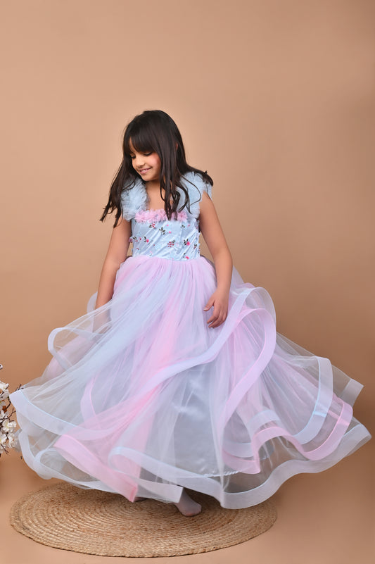 Butterfly Bliss Ruffled Gown