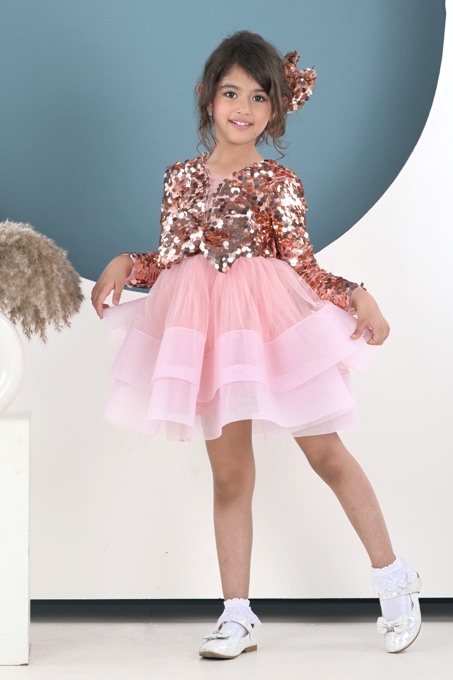 Rose Gold Elegance Party Frock- Birthday Dress for Girls - Dusty Pink - Foreverkidz ForeverKidz Rose Gold Elegance Party Frock- Birthday Dress for Girls - Dusty Pink - Foreverkidz ForeverKidz