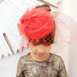 Derby Hat Style Red Mesh Fascinator