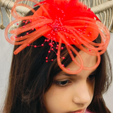 Derby Pearl Red Fascinator