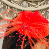 Derby Pearl Red Fascinator