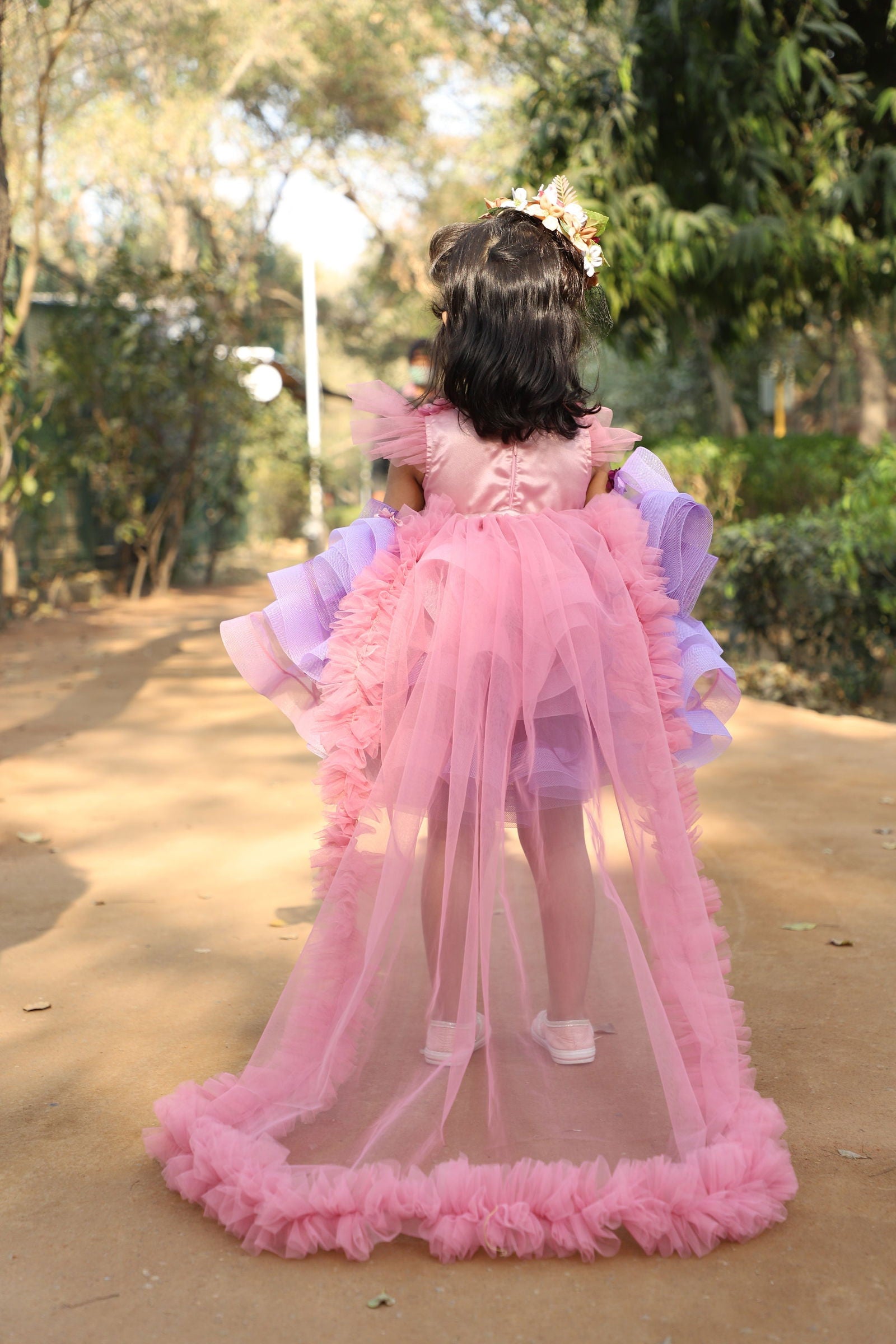 Dusty Flower Girl Dress with Tail