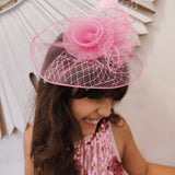 Hat Pink Fascinator with Veil