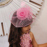 Hat Pink Fascinator with Veil