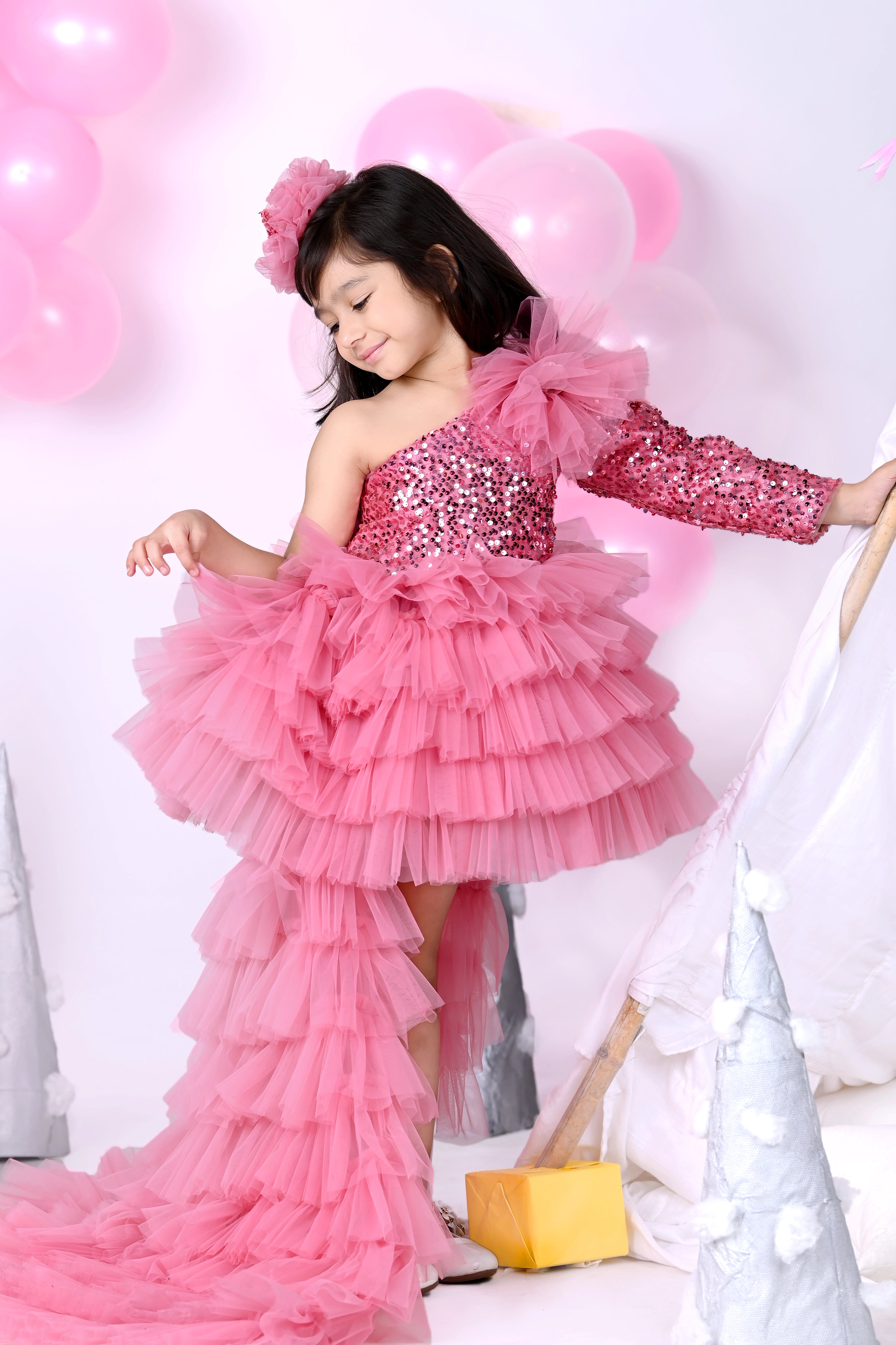Sparkling Stardust Dress With Trail Birthday Dress for Girls