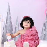 Dusty Pink Ruffle Frock for Girls