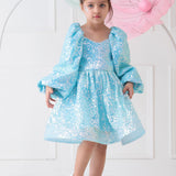 Aqua Shine Back Bow Joy Frock