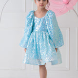 Aqua Shine Back Bow Joy Frock