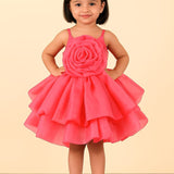 Coral Punch Ruffle Frock