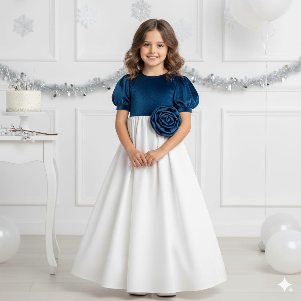 Icy Aurora Velvet Party Gown-Birthday Frock for Gown -Blue - ForeverKidz Icy Aurora Velvet Party Gown-Birthday Frock for Gown -Blue - ForeverKidz