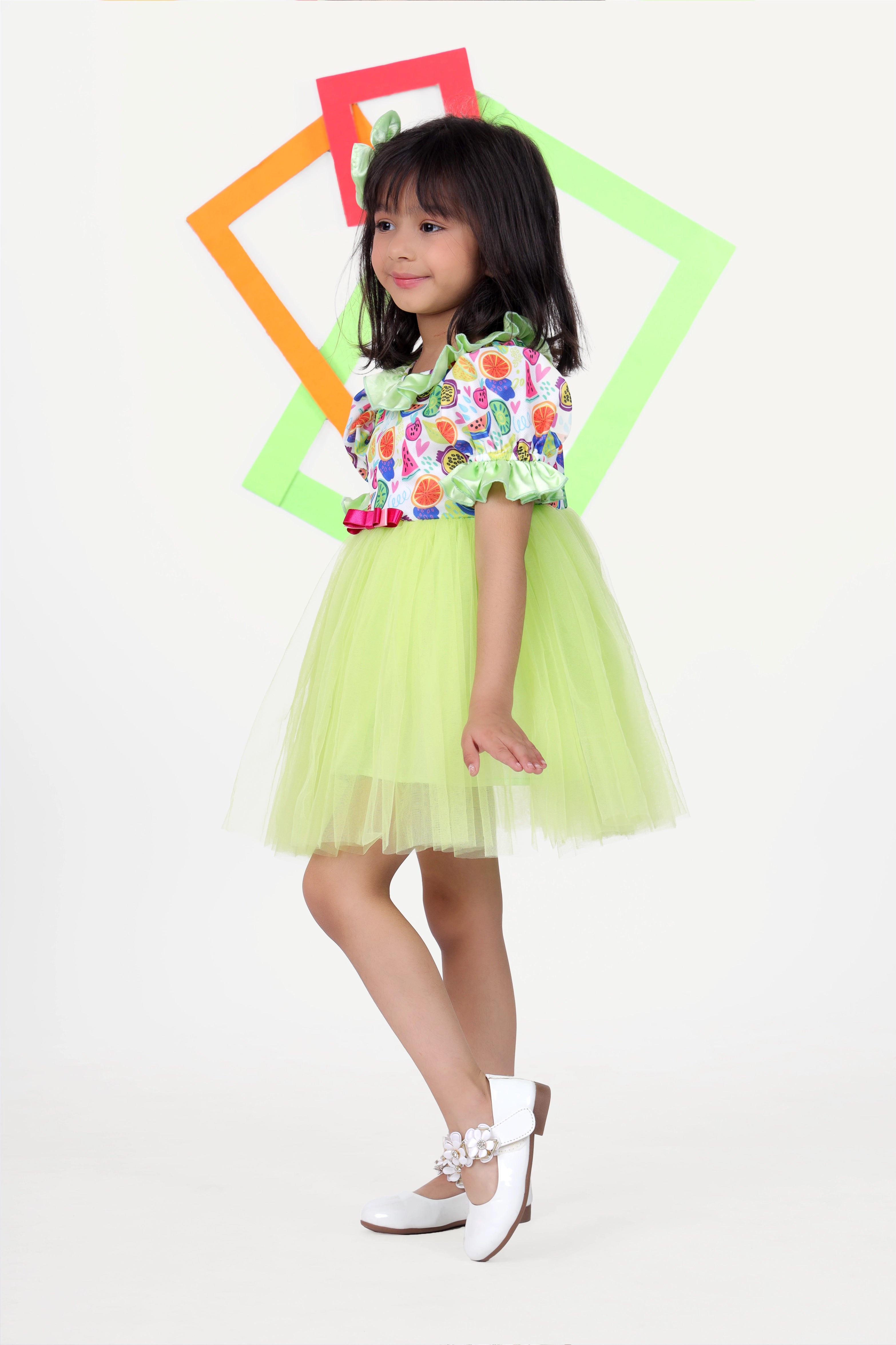 Green Frock with Prints