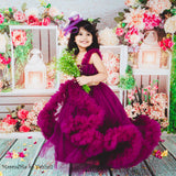 Plum Party Gown with Ruffles