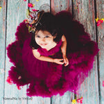 Plum Luxury Party Gown with Tulle Net