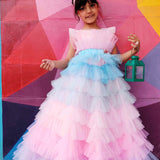 Pink Cascades Frilled Gown