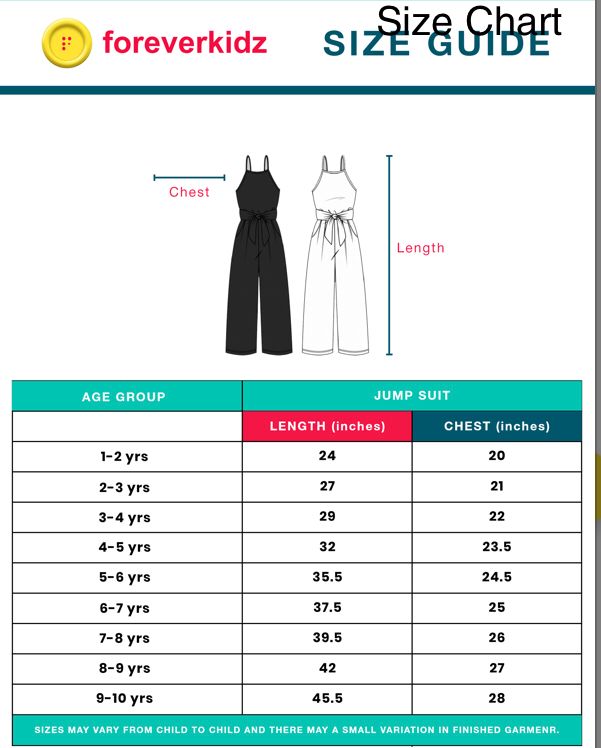Size Guide for Jumpsuit