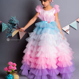 Pink Cascades Frilled Gown
