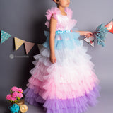 Pink Cascades Frilled Gown