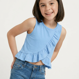Blue Overlap Frill Tee