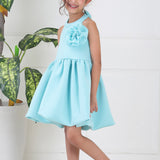 Aqua Bow Balloon Dress