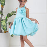 Aqua Bow Balloon Dress