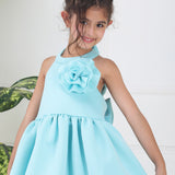 Aqua Bow Balloon Dress