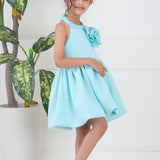 Aqua Bow Balloon Dress