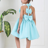 Aqua Bow Balloon Dress