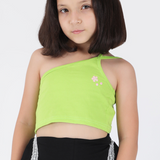 Asymmetric Beaded Green Top
