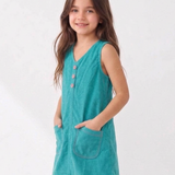 Turquoise Corduroy Pinafore Dress