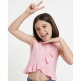 Pink Overlap Frill Tee