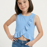 Blue Overlap Frill Tee