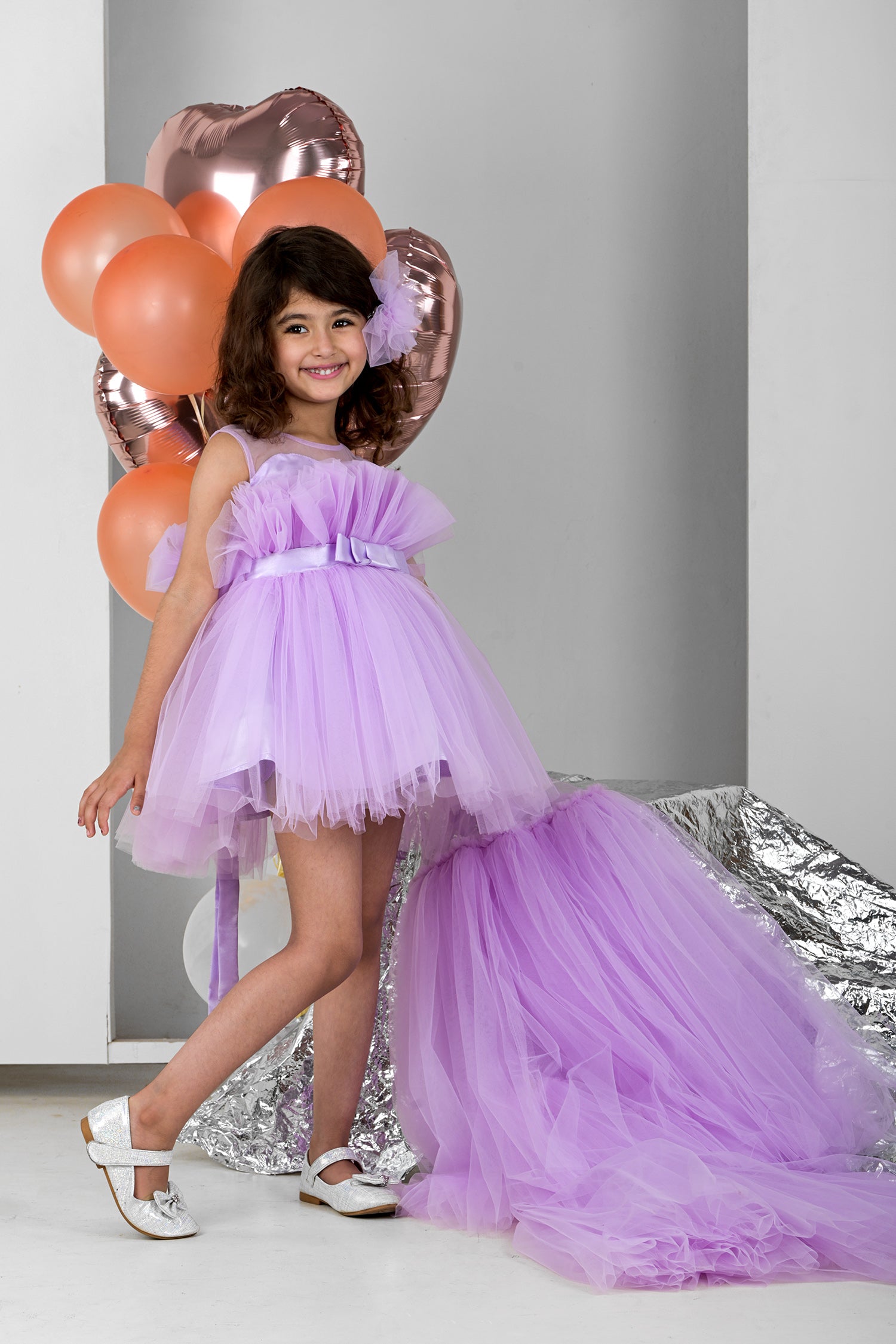 Ethnic Wear Western Dresses For Year Girl Lilac Candy Floss Tail