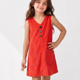 Red Corduroy Pinafore Dress