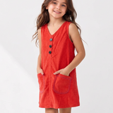 Red Corduroy Pinafore Dress