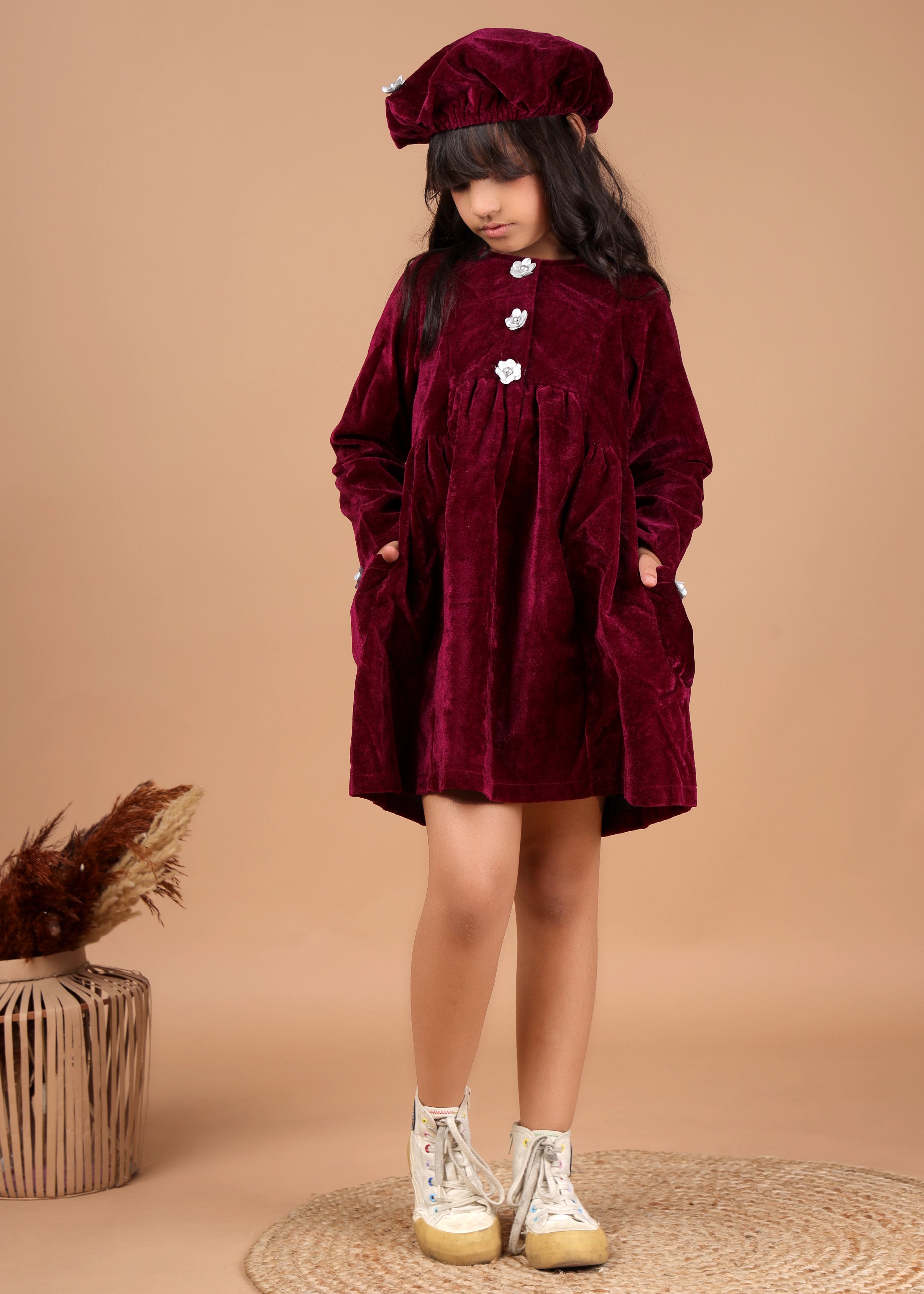 Play In Velvet Dress (with Cap)