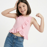 Pink Overlap Frill Tee
