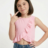 Pink Overlap Frill Tee