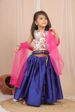 Load image into Gallery viewer, Navy Floral Fusion Lehenga
