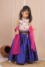 Load image into Gallery viewer, Navy Floral Fusion Lehenga

