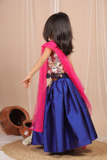 Load image into Gallery viewer, Navy Floral Fusion Lehenga
