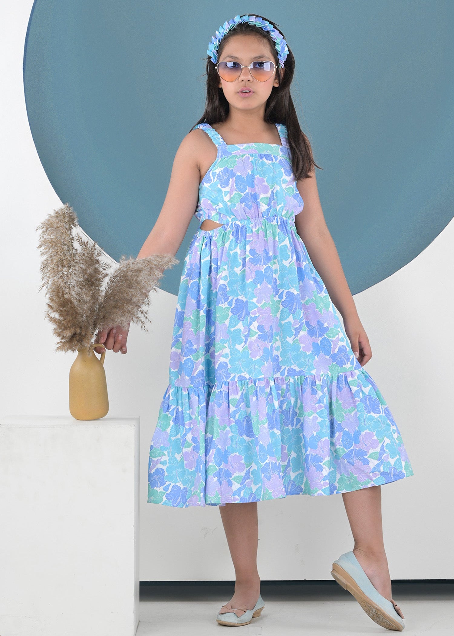 Aqua Floral Maxi Dress