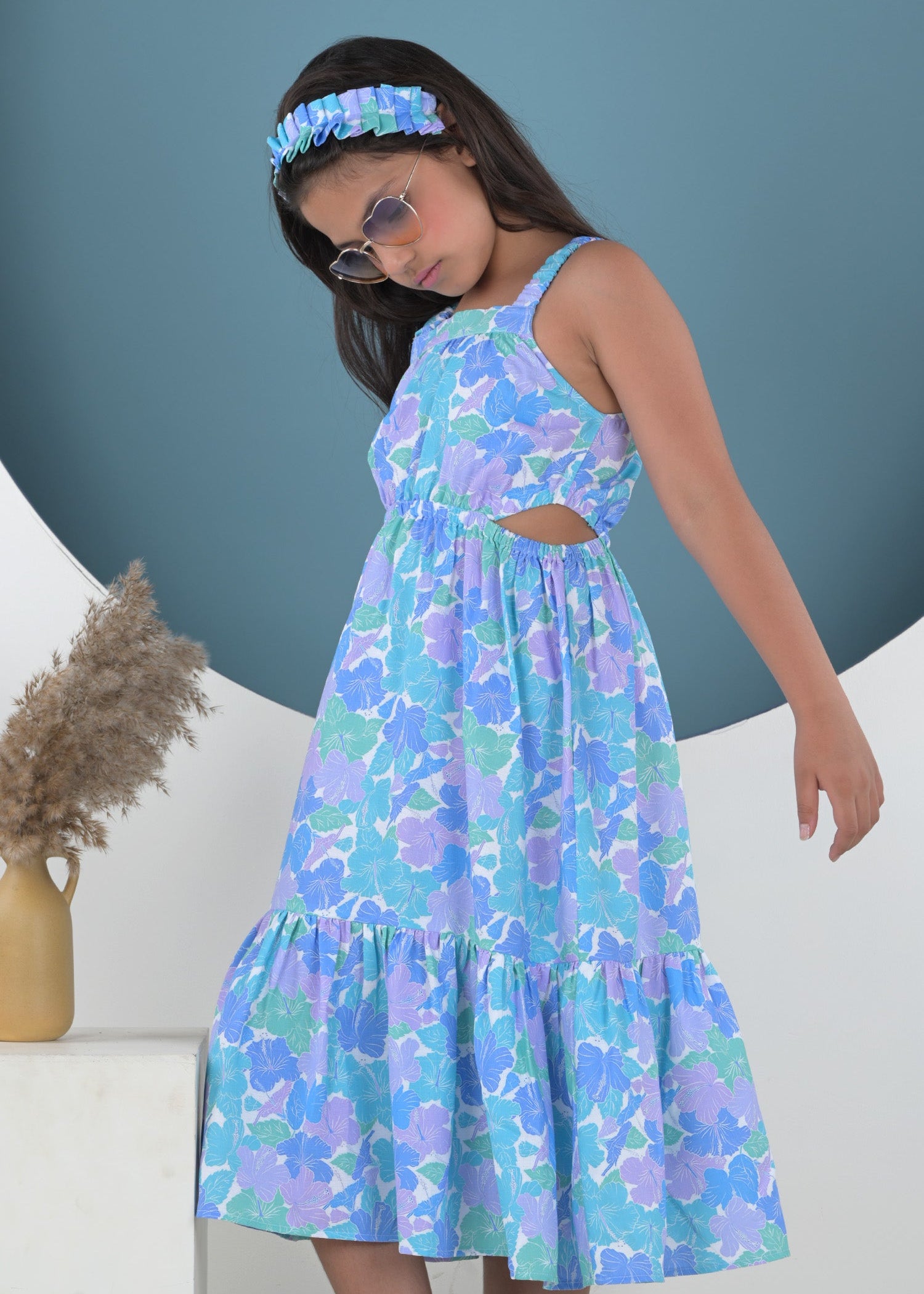 Aqua Floral Maxi Dress
