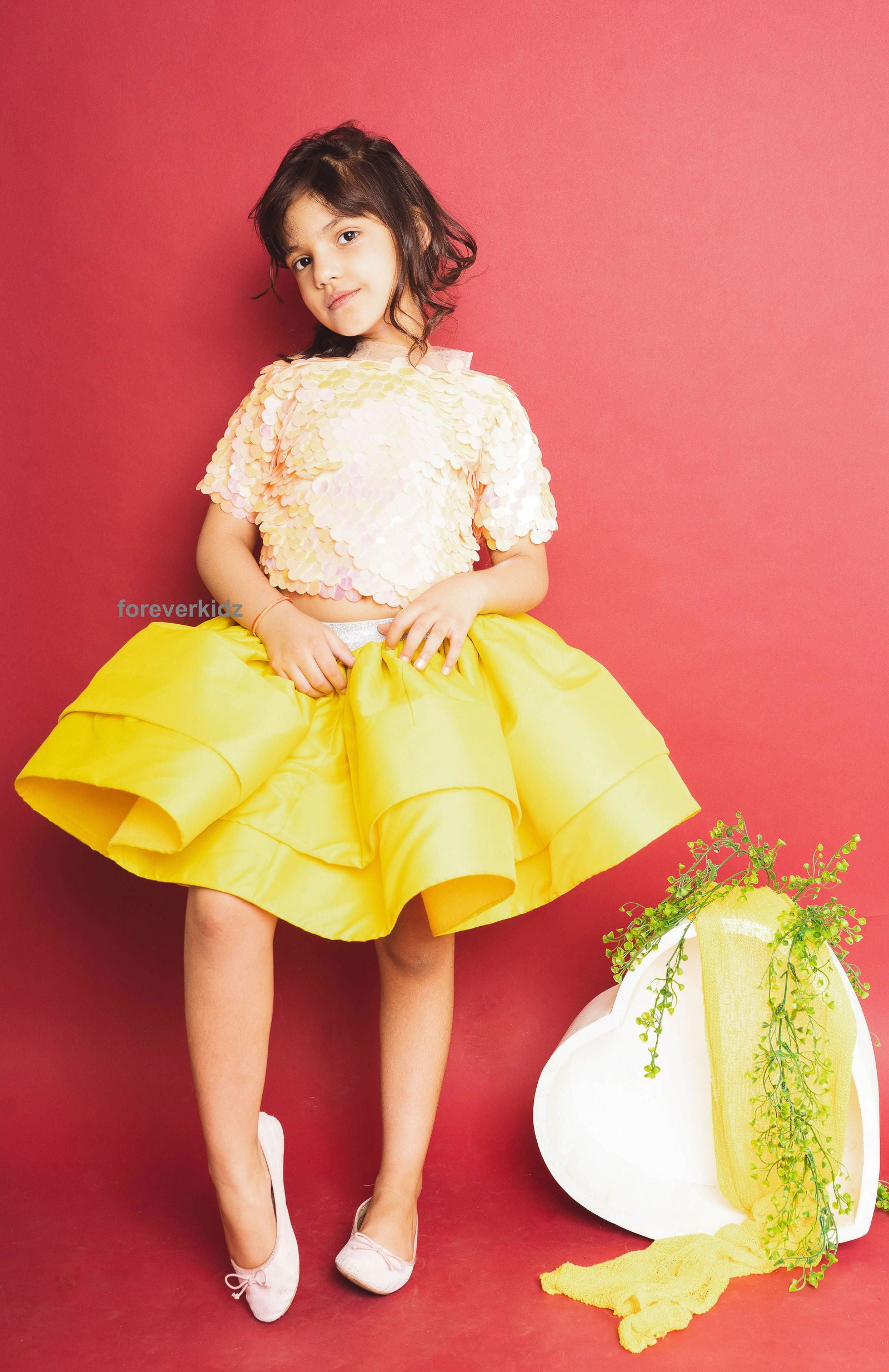 Bedazzled Yellow Skirt Set