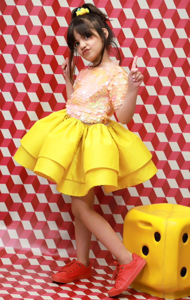 Bedazzled Yellow Skirt Set