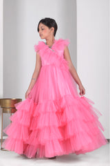 Coral Fantasy Ruffles Gown