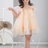 Peachy Petal Flutter Dress