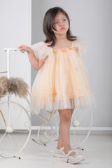 Peachy Petal Flutter Dress