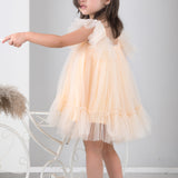 Peachy Petal Flutter Dress